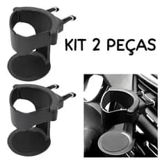 Kit 2 Peças Suporte Para Copo Bebidas Universal Automotivo Carro Ajustável Preto