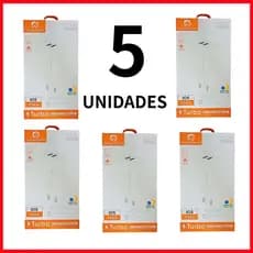 Kit 5 H'maston Y24 Carregador Turbo 25w Fonte Torre Carregar Portátil 2 Usb 5.1A Com Cabo Usb