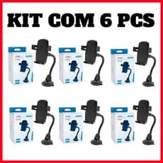 Kit 4/6 Suporte Veicular Para Celular Universal 360º Fixação Ventosa Haste Firme Ajustável