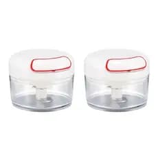 Mini Processador Triturador Alimentos Manual Inox 2 Lâminas Picador Cortador Carne Legumes Alho Portátil Multiuso
