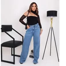 Calça Flare Jeans Feminina Boca de Sino Cintura Alta Modeladora