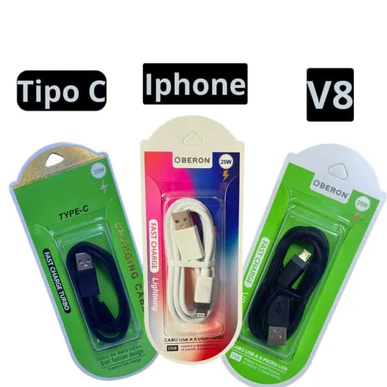 Cabo Carregador dados Turbo 25W TURBO - Tipo C - V8 Micro  - Iphone