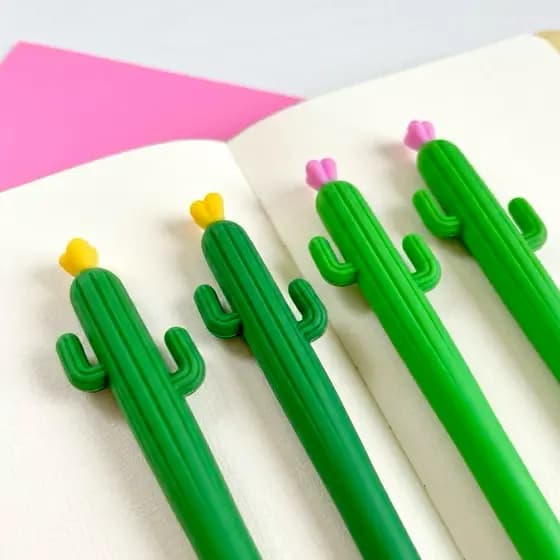 Kit 4/8/12/24 Caneta Cactus Kawaii Caneta Gel Ponta 0,3 Papelaria Fofa Material Escolar Lembrancinha