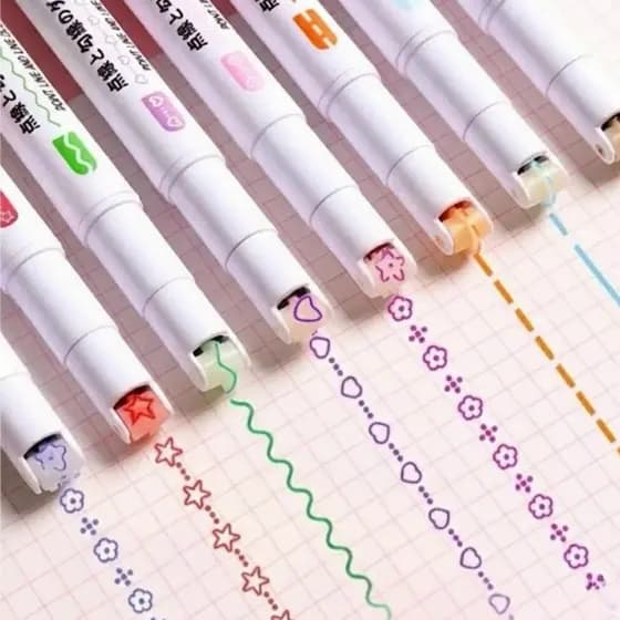 KIT 6/12/18 Caneta Rolller Carimbo Desenhos Criativos 6 Marcadores Kawaii Papelaria Escolar