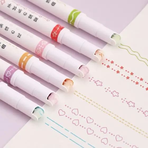 Kit 6/12/24 | Caneta Roller Carimbo Desenhos Criativos Papelaria Kawaii Marcador Escolar Divertido