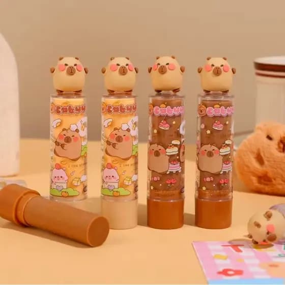 Borracha Escolar Capivara Modelo Bastão Premium Papelaria Fofa Material Escolar Divertido Estudante
