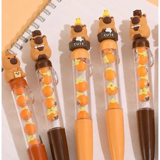 Caneta Capivara Pulseira Papelaria Kawaii Criativa Material Escolar Colecionável  Lembrancinha