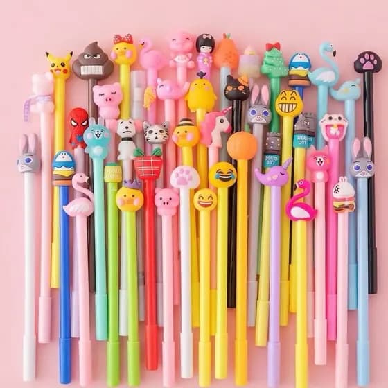 Kit 5/10/15 Caneta De Gel Fofa Colorida Modelos Misturados Papelaria Kawaii Material Escolar