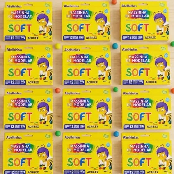 2/4/6 Caixa Massinha De Modelar Soft Acrilex 12 Cores Divertida Educacional Material Escolar