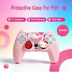 Capa Protetora Macia De Silicone Rosa Para Pele PS5 Sony Dualsense 5 PS5 Controller Case Com 2 Peças De Tampas De Polega