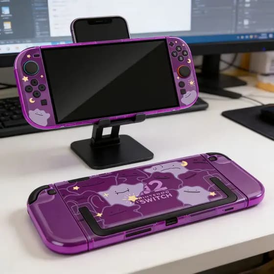 Para Switch 2/NS2 Cute Ditto Capa Protetora + Conjunto De Doca , Dura De Anime Console Nintendo E Acessórios De Carregam