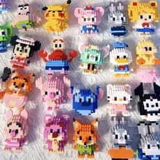Blocos de construção de bonecas de partículas pequenas para crianças, brinquedos decorativos educativos com hastes monta