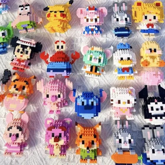 Figura Dos Desenhos Animados Construção Tijolo Bloco Partícula Brinquedos Montagem Coleção De Desenvolvimento Infantil Q