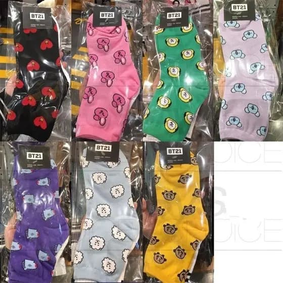 Meias longas de algodão com estampa de pintura de Natal/Bts/Bt21
