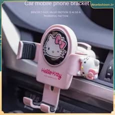 Suporte De Telefone Para Carro Sanrio Hello Kitty Decoração Feminina Fixa