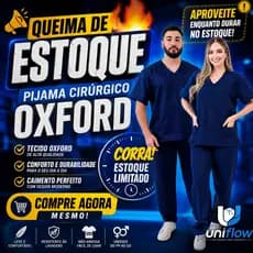 Conjunto Pijama Scrub Cirúrgico Hospitalar Unissex Oxford