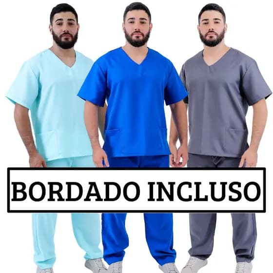Conjunto Pijama Cirúrgico Scrub Hospitalar Privativo BORDADO GRÁTIS  + BRINDE