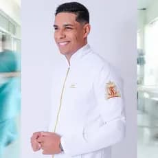 Jaleco masculino  em GABARDINE, PERSONALIZADO em PATCH com zíper, Gola Padre slim