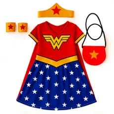 Vestido Mulher maravilha infanti menina COMPLETA com Acessórios