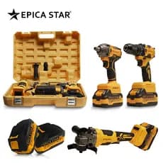 Kit 3em1 21V Brushless | Esmerilhadeira + Parafusadeira c/ Chave 1/2"