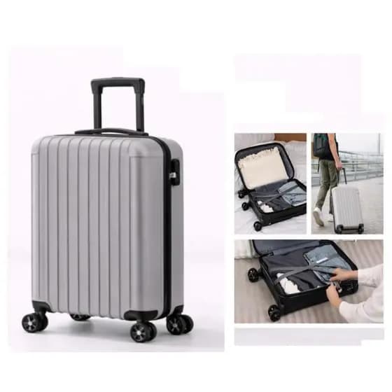 MALA VIAGEM RIGIDA ABS BORDO PEQUENA GIRO 360 MAO PADRAO CINZA