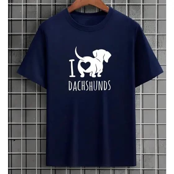 Camiseta Cachorro Salsichinha Dachshunds  Dog Preto Branco Love Estampada 100% Algodão UnisseX