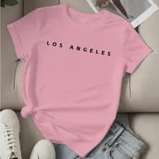 Camiseta Feminina Estampa Gráfica Simples com Letra "Jesus", Gola Redonda, Manga Curta