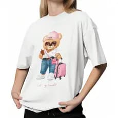Camiseta Feminina Streetwear urso drip T-shirt Blogueira Style Camisa Fofinha Ursinho