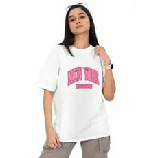 Blusa Feminina T-Shirt Camiseta Malha 100% Algodão Casual New York Streetwear Despojada Estilosa