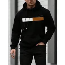 Jaqueta com Capuz Forrada Estampada Ambitious Termicamente com Bolso tipo Canguru e Cordão, Estampa de Letra para Homens