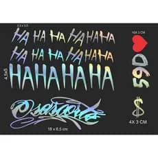 Kit 05 Adesivos HAHAHA CORINGA  , OSASCORTE, 59D, Cifrão DINHEIRO