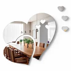Kit 5 Espelhos Acrílicos Corações Autocolante Decoração Sala Quarto Cozinha