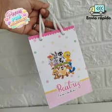 Sacolinha Personalizada Looney Tunes Baby  ROSA /Aniversário Infantil /Mimos e Lembrancinhas para Festa