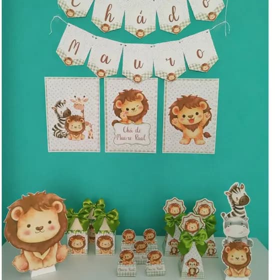KIT FESTA CHA DE FRALDA MENINO SAFARI /SÓ UM BOLINHO/MESVERSÁRIO/ANIVERSÁRIO/CHA DE FRALDA