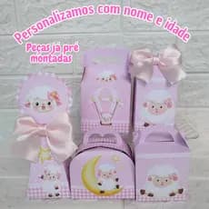 KIT FESTA CHÁ DE FRALDA OVELHINHA ROSA/LEMBRANCINHA PARA CHÁ DE FRALDA MENINA PERSONALIZADAS