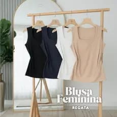 Blusa Blusinha Feminina Básica Decote Quadrado Regata Tendencia Suplex Premium Liso Moda Blogueira
