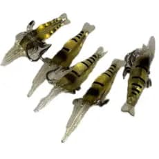 Kit 5 Isca Artificial Camarão Amarelo 4cm - Tucunaré Traíra Curvina Robalo