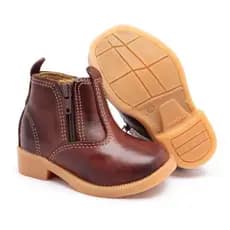 Bota Botina De Bebê Infantil Botinha Com Zíper 100% Couro Country Confortável