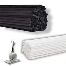 Kit 120 Varetas Difusoras Em Fibra de Algodão 4mm 25cm p/ Aromatizador Ambiente Aromaterapia Branca e Preta