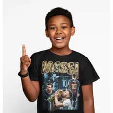 Camiseta Infantil Messi Camiseta 100% Algodao Premium