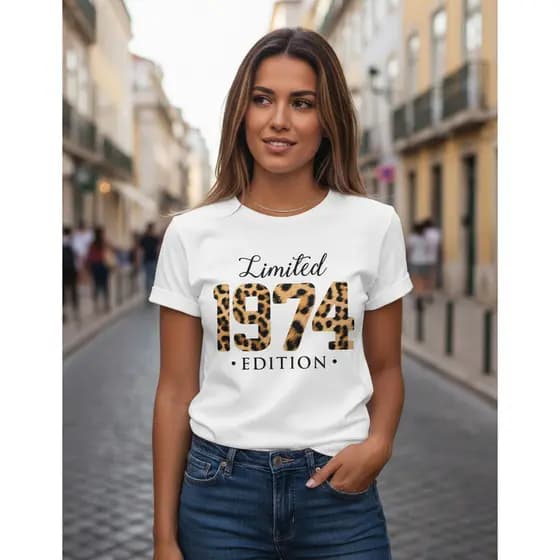 Camiseta Feminina 1974 Limited Edition 52 Anos 100% Algodão Premium