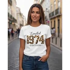 Camiseta Feminina 1974 Limited Edition 52 Anos 100% Algodão Premium