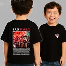 Camiseta São Paulo Infantil Fc Tricolor Paulista Futebol Sp Clube Torcedor Cores 100% Algodão