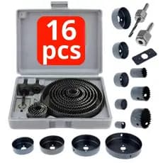 Serra Copo Para Madeira Gesso Pvc Plástico Kit 16 Pecas Jogo 19 a 127mm 16 unidades