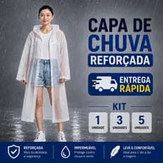 Kit 1, 3, 5 Capas Chuva Impermeável Adulto Reforçada Reutilizável Unisex EVA Resistente Vento Capuz