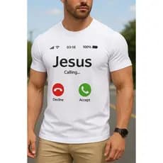 CAMISA MASCULINA ALGODÃO JESUS-RELIGIOSA CASUAL GOLA REDONDA TECIDO RESPIRÁVEL ENVIO IMEDIATO