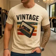 Camiseta estampa vintage fita k7 retrô masculina camisa 100% algodão tecido respirável-envio24hrs