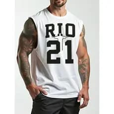Regata machão camiseta masculina RIO 21 100% algodão camisa oversized longline