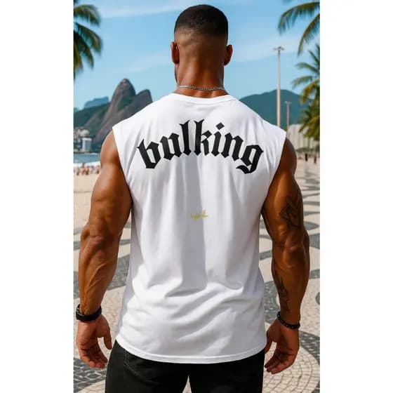 Regata machão oversized masculina camiseta 100% algodão bulking lançamento