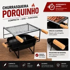Churrasqueira Porquinho Portátil Camping Pesca Com Grelha